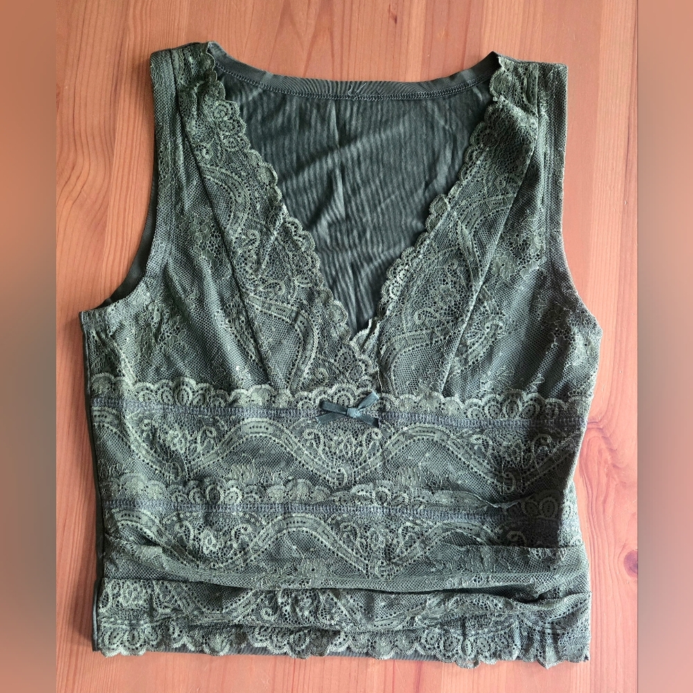 Cider Green Lace Top